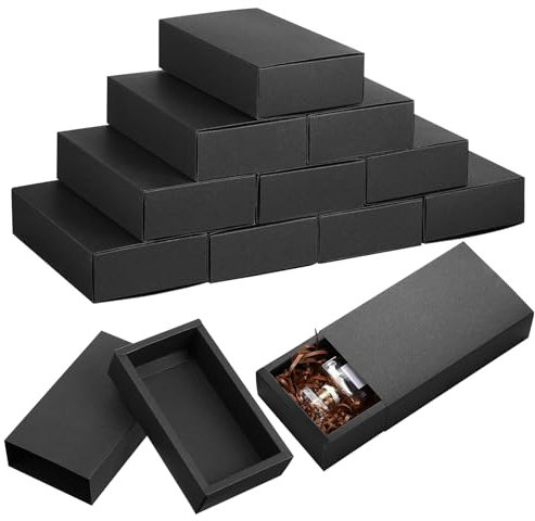 12 Stück Kraftpapier Schubladenbox - 20,5X14X3,6CM Geschenkboxen Aus Pappe - Braune Pappschachteln Mit Deckel Für Hochzeiten, Schmuck, Valentinstag, Natürliche Kraftpapier-Schubladenboxen