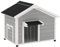 PawHut Niche pour Chien extérieur en Bois Massif, Maison Chien avec Toit en Asphalte ouvrable, Plancher Amovible, Pieds surélevés, Rideau de Porte, Gris Clair
