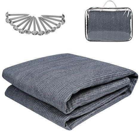 XINZI Tapis d'auvent - Tapis de camping - Avec sac de transport et sardines - Antidérapant - En polyéthylène haute densité - Pour l'extérieur, le camping - Doux - Pour tente, camping-car (200 x 200 cm