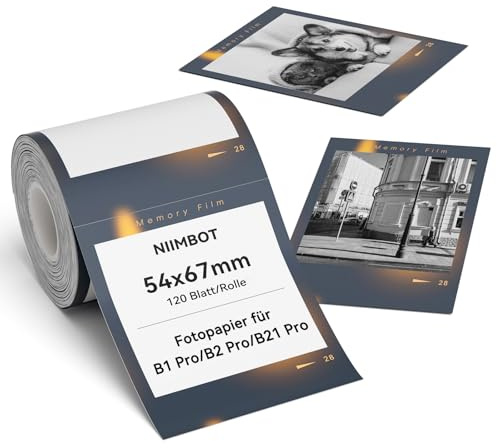 NIIMBOT Etiketten, Fotopapier für B1 Pro B2 Pro B21 Pro Etikettendrucker, Thermopapier Aufkleber Etikettenband für Fotos, Notizen, Memos und DIY, 54 x 67mm 120 Etiketten pro Rolle, Best Years