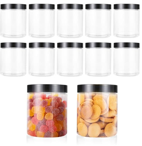 Plastic Jars with Lids 210ml 12 Pcs Clear Plastic Storage Jar with Screw Top Lid Small Spice Cake Jars Pots for Kitchen Cosmetics Containers