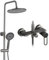 MayCon IMMA Colonne de Douche Murale Gris Brossé, Mitigeur en Laiton Massif, Barre en Acier Inoxydable, Pommeau de Douche Rond ES-205-GG