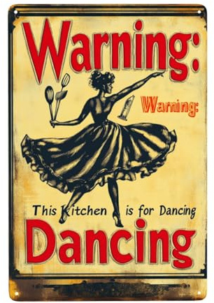 Metallschild, Text Warning This Kitchen Is For Dancing, Wandkunst, Küchenschild, Türschild Zum Aufhängen, Für Küchen Und Restaurantdekorationen, 20×30cm