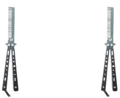 2 set Stylish Butterfly Comb Hair Trimmer Brush Pocket Combs for Training Camping Hiking Practice Stainless Style A