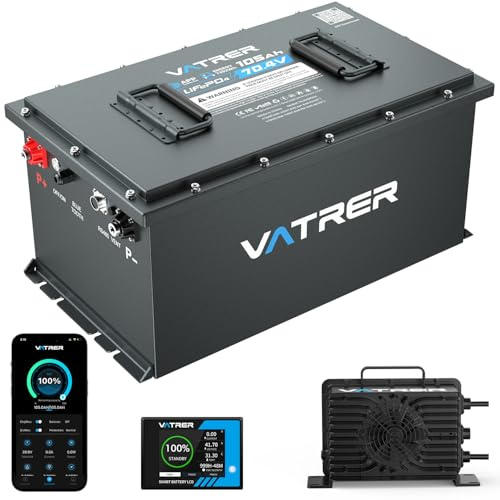 VATRER POWER Batteria LiFePO4 72V 105Ah per Golf Cart, Scocca Metallica