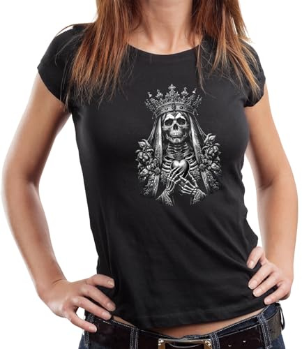 Damen Occult Gothic Dark Art T-Shirt: Skull Queen