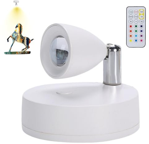 Indoor Uplighting for Art - Rechargeable LED Spotlights, Remote-Control Accent Lights for Decor | Battery Powered Beam Lights for Plants, Small Wireless Uplight Fixtures, Wall Art Sculpture Lighting