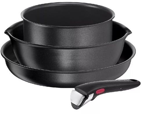 Tefal Ingenio Daily Chef L7629453 - Juego de ollas y sartenes antiadherentes de inducción (4 piezas), color negro