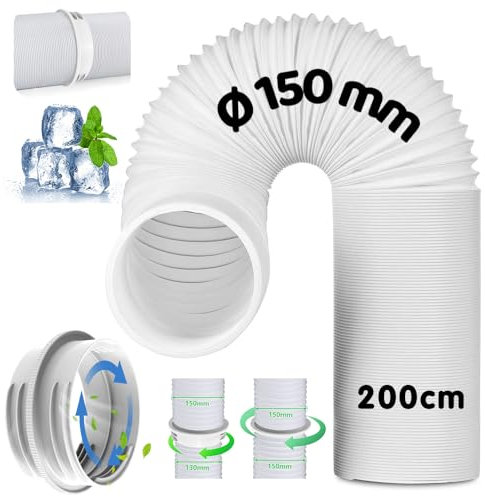 Tubo di scarico per climatizzatore, prolunga 2 m, tubo per climatizzatore, tubo di scarico con adattatore 130 mm/150 mm, tubo di prolunga per aria condizionata