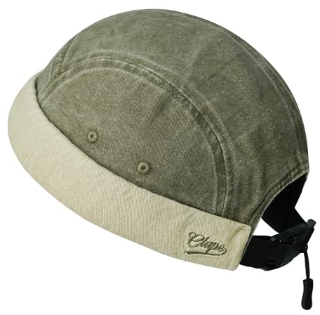 CLAPE Docker Cap Herren Herren Damen Washed Cotton Kappe Ohne Schirm | Verstellbar,Faltbar,Weich,Unisex Seemannsmütze Dockermütze für Alltag,Freizeit,Reisen,Radfahren