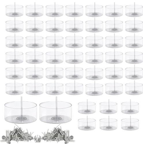 UQTUKO 50 Stück Teelichthalter für Kerzen, Kunststoff Kerzengläser mit 100 Dochte Kerzengläser zum Kerzen Gießen für DIY-Dekoration Hochzeiten Partys, 18 x 38 mm/30 ml