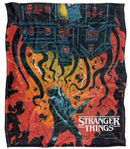 Stranger Things Eddie Munson Upside Down Creep House Poster Superweiche Kuscheldecke mit seidigem Griff – 152 x 127 cm