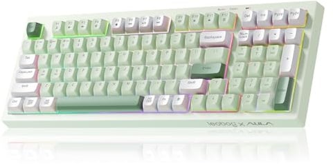LEOBOG X Aula Green Keyboard Wireless Gaming Keyboard Creamy Silent | 98 Keys,Quiet,RGB Backlit,2000mAh Computer Keyboards Membrane Creamy Keyboard with Number Pad,Tri-Mode BT/2.4GHz/USB-C