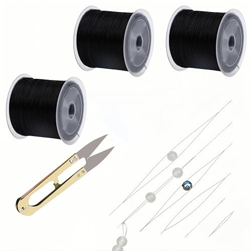 ZGZJHZ Elastisches Band für Armbänder, Gummiband & Nylonschnur für Armband Set Selber Machen, Perlenschnur & Nylonfaden für Schmuck Basteln, DIY Armbänder & Ketten Set 0,8 mm (Schwarz)