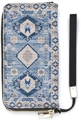 Orientalischer antiker Blauer Kelim-Teppich, modische Lange Handgeldbörse, tragbare Geldbörse mit großer Kapazität