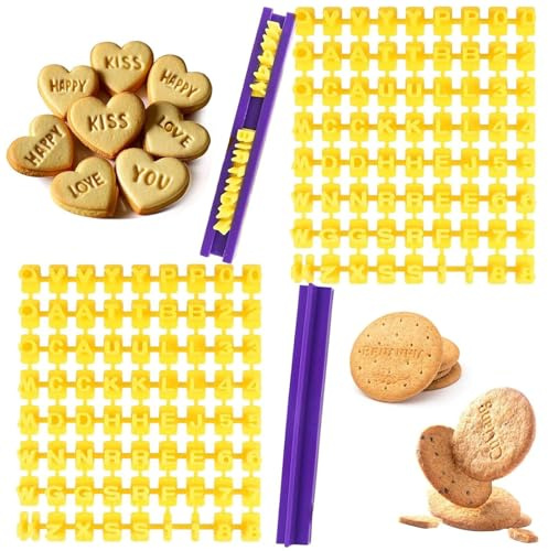 dinghaole 144 Stück Alphabet-Zahlen-Plätzchenpresse, Buchstabenstempel, Buchstabenstempel für Ton, Fondant, Zuckerguss, Kekspresse, für Kekse, Buchstaben, Stempel, DIY, Ton, Kuchen, Backen