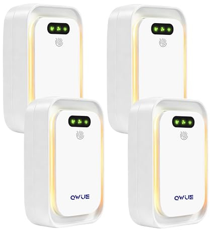 QWUE Air Purifier for Bedroom Home, 4PCS Mini Ionic Air Purifier Plug in UK, for Smokers,Pet, Toilets, Living Rooms, Bathrooms, Office, Garage,Instantly Cleans,Quiet Odour Remover,Filter-Free Purifier