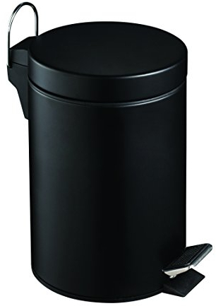 Premier Housewares Pedal Bin Matte Black Kitchen Bin Stainless Steel Bathroom 3 L,H26 x W17 x D23cm