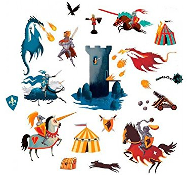 Ritter und Drache-Aufkleber Djeco