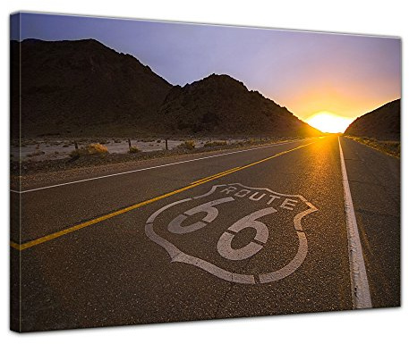 Bilderdepot24 Bild auf Leinwand | Historische Route 66 - USA in 70x50 cm als Wandbild | Wand-deko Dekoration Wohnung modern Bilder | 16100