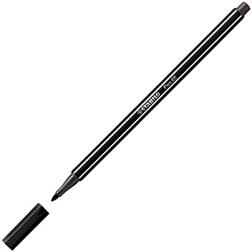 Stabilo Set of 6Felt Tip Pens Drawing Pen 68Paste Medium 1mm–black