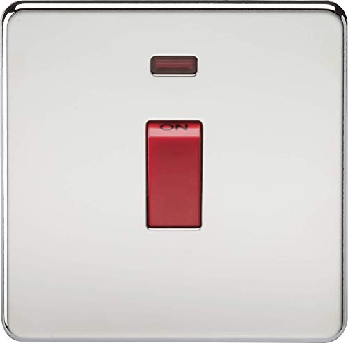 Knightsbridge SF8331NPC Screwless 45 A 1-Gang DP Switch, Polished Chrome with Neon