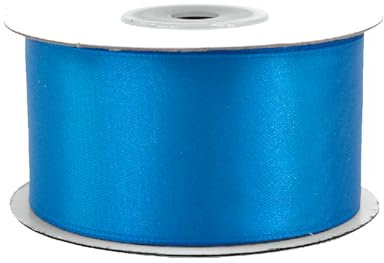 Satinband 38mm x 25m Rolle - FARBAUSWAHL in 3/6/12/18/25/38/50/75/100mm - farbecht & waschbar - Schleifenband für Hochzeit - Geschenkband zum Verpacken Dekorieren Basteln - Mittelblau 366