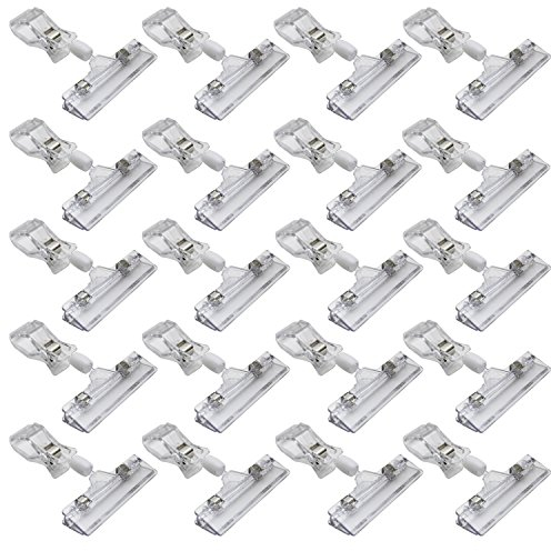 20-Pack durchsichtiger, drehbarer Kunststoff-POP-Clip-on-Merchandise-Zeichen-Anzeigen-Clip-Tag-Halter