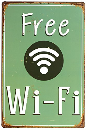 Hioni Free Wifi Cartel de chapa Póster Cartel para pared decoración de pared metal