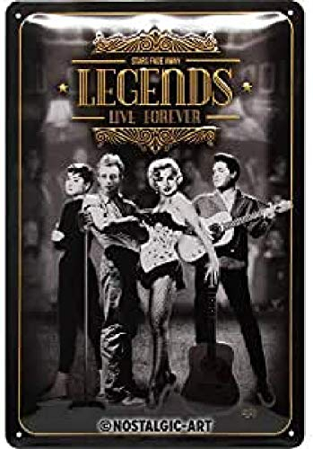 Nostalgic-Art Retro Blechschild, Celebrities – Legends Live Forever – Geschenk-Idee für Beatles-Fans, aus Metall, Vintage-Design zur Deko, 20 x 30 cm
