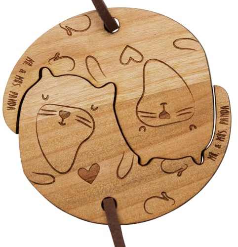 Mr. & Mrs. Panda Pärchen Schlüsselanhänger Otter Kreis - Geschenk, Liebesgeschenk, Freundin, Jahrestag geschenk, Schlüsselanhänger Paare, Partner,
