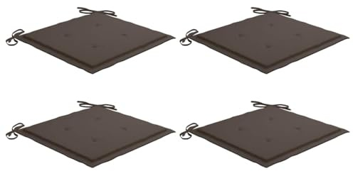 vidaXL Gartenstuhl Kissen 4 STK., Sitzkissen Outdoor Indoor, Stuhlkissen mit 2 Sätzen Schnüren, Stuhlauflage Sitzpolster, Taupe 40x40x4cm Oxford-Gewebe