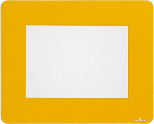 Durable Bodenmarkierungsfenster A5, 10 Stück, gelb, 314 x 252 mm, 180704 | Wiederablösbare Sichttasche zur Bodenkennzeichnung, schützt Einlagen, für Hoch- und Querformat geeignet