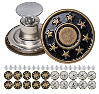 Hosen Ersatz Knöpfe zum Vernieten, Ø 20 mm Messing Jeansknöpfe, 20 Pack, Bronze-farben, Jeans Knöpfe mit Nieten, Jeans Knopf zum Einschlagen, Metall Hosenknopf, Hose weiter machen, Hosenknöpfe Metall