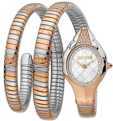 Just Cavalli Unisex-Jugendliche Analog Quarz Uhr mit Edelstahl Armband JC1L189M0085