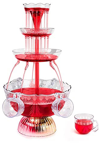 LIALIYA 3-Tier Partito Vino Fontana, plastica LED Light-Up Bere Fontana con 5 Coppe, per Vintage Giochi Alcolici/Bar/Partito della casa USA, Contiene 1,5 galloni