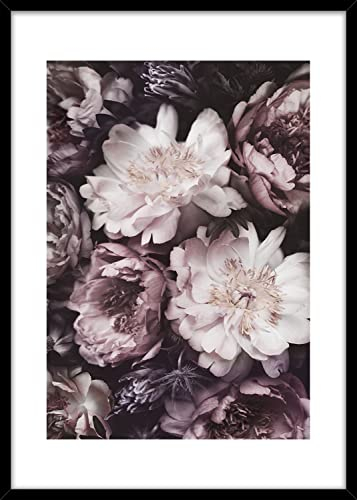 STYLER Rahmenbild Violet Flowers 50 x 70 cm | Die Schönheit und Eleganz von Blumen schafft eine positive Stimmung in modernen Räumlichkeiten | Modern Living | Wandbild mit schwarzem Rahmen | Deko