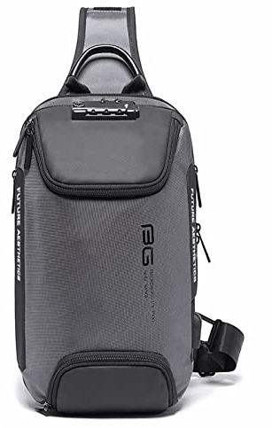 FANDARE Diebstahlschutz, Brusttasche, Schultertasche, Gürteltasche, Sling Crossbody Bag mit USB für Herren, Umhängetasche, für Reisen, Wandern, Radfahren, Jogging, Daypacks, wasserdicht, Polyester,