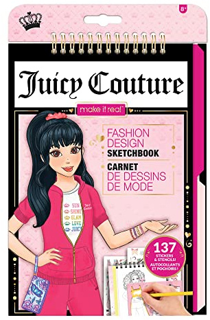 Make It Real Juicy Couture Modedesign-Skizzenbuch mit Schablonen und Aufklebern für Kreativität - Kunst- und Bastelarbeiten für Kinder Modedesigner-Set - Geschenke für Mädchen