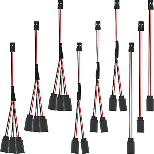 RUNCCI-YUN 9 pcs RC Servo Extension Cable, JR Servo Cable, Servo Cable, 3 Pin JST Cable, JR Plug Extension, 3 Sizes15 cm (1 to 2 Y Cable and 1 to 3 Cable)