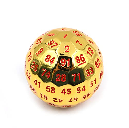 DollaTek Dadi poliedrici in metallo 100 lati 50 mm usati per Dungeon e Dragon DND Dice Game - Oro