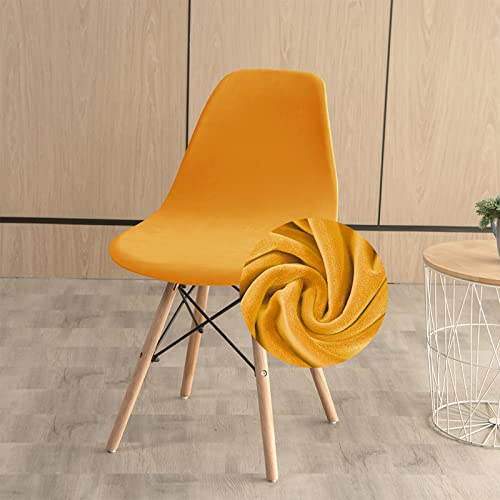 FANSU Stuhlhussen 1/2/4/6er Set Strech Esszimmerstühle Bezug Luxus Samt Küchenstühle Husse Waschbar Elegante Schwingstühle Schalenstuhlbezug für Wohnzimmer Esszimmer (Gelb,4 Stück)