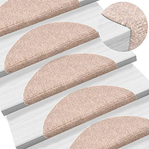 Selbstklebende Treppenmatten 5 Stk.Halbkreis Stufenmatten,Treppen Rutschschutz antirutsch Treppenstufen Matten für Mensch und Tier,Stufenmatten Set,Treppe Dekoration,Braun 56x17x3 cm Nadelvlies