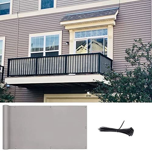 Balkon Sichtschutz HDPE UV-Schutz Leicht Transparent, Anthrazit PE Balkonsichtschutz, Balkonverkleidung mit Kabelbinder, 100% Privatsphäre, mit Ösen,für Gartenanlagen,Camping und Freizeit,0.9x7m