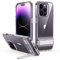 ESR Metal Kickstand Case Compatible with iPhone 14 Pro Case, 3 Stand Modes, Military-Grade Drop Protection, Supports Wireless Charging, Slim Back Cover with Patented Kickstand, Clear