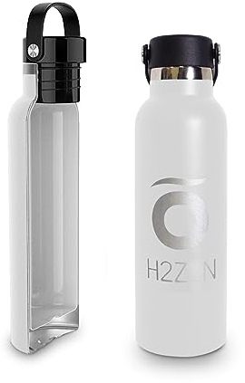Botella Agua Acero Inoxidable - Termo 600 ml - Botella Agua Gimnasio Térmica - Revestimiento Interior Cerámico H2ZEN - Libre de BPA - Blanca - Línea Optimum