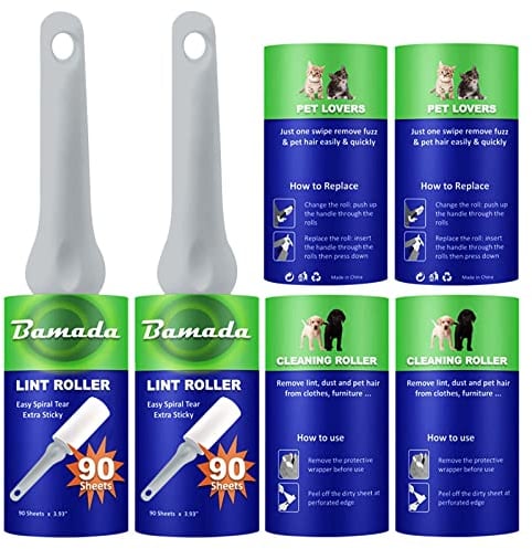 Brosse Anti Poils Animaux 540 Feuilles très adhésives - Extra Collant Rouleau adhesif Vetement, Brosse Adhesive Poils Animaux (Gris)
