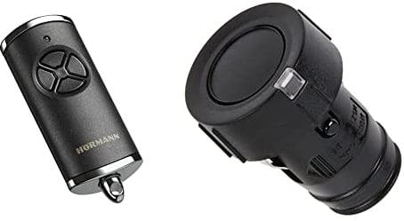 Hörmann Handsender HSE4 868-BS Struktur Chrom schwarz SW-Eu & HSZ1 868-BS, praktischer 1-Tasten-Garagentoröffner, Funkfernbedienung mit BiSecur-Funktechnik, schwarz, Art.-Nr. 436779