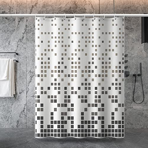 Duschrollo 200 cm Breit, Shower Curtain Gray Mosaik Duschvorhang Antischimmel Duschrollo Extra Breit
