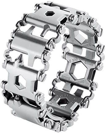 Wearable Herren Outdoor Multifunktionswerkzeug Armband Schraubendreher Werkzeug Feld Überleben Armband 3cm Notfall Kit Bike Multi Werkzeug (Color : 3cm Silver)